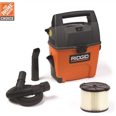 Ridgid 3 Gal. 3.5-Peak HP Portable Vacuum with Built-in Dust Pan Filter Expandable Hose and Car Nozzle WD3050